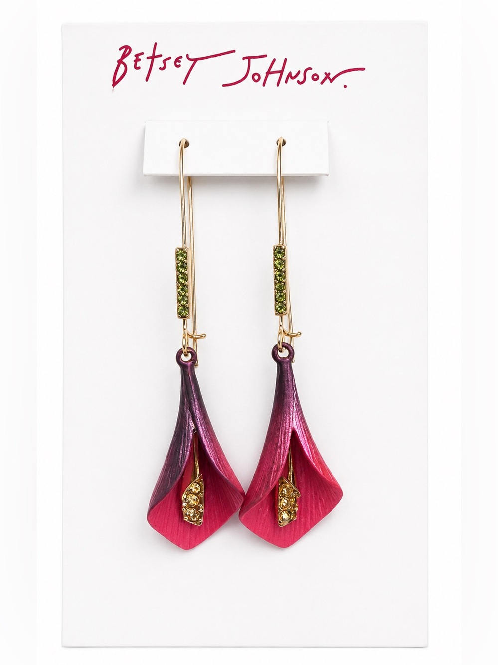Betsey Johnson Gold Plated Calla Lily Shepards Hook Earrings